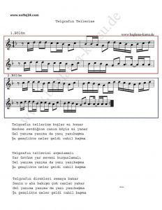 telgrafın tellerine nota ve sozleri