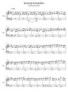 karayip korsanlari piyano notalari