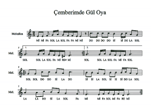 çemberimde-gül-oya-melodika-notaları