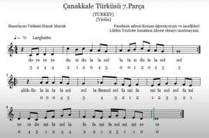 canakkale turkusu keman notasi