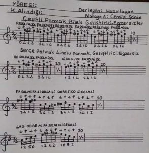 parmak bilek gelistirici egzersiz nota