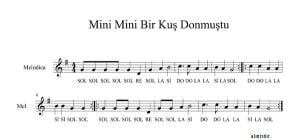mini-mini-bir-kus-donmustu-melodika-nota