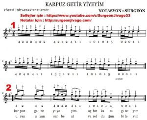 Karpuz getir yiyeyim nota