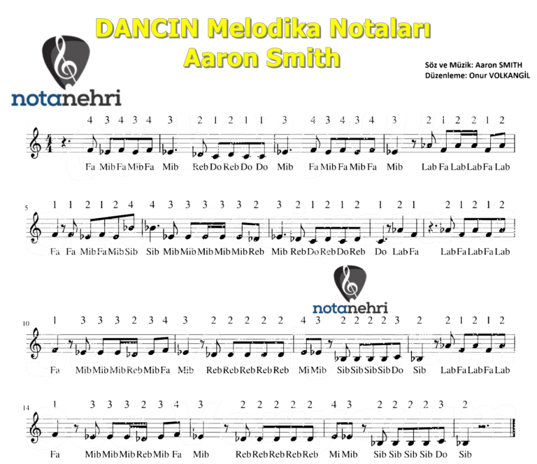 Aaron Smith – DANCIN Melodika Notaları