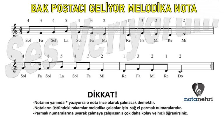 Bak Postacı Geliyor Melodika Nota