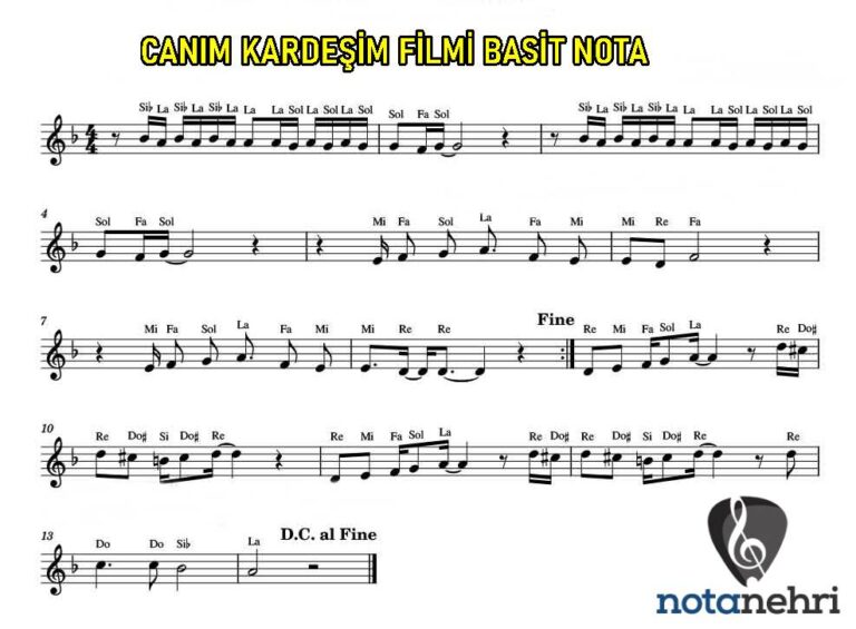 Canım Kardeşim Film Melodika ve Piyano Nota