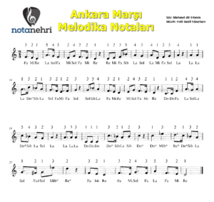 Ankara Marşı Melodika Notaları