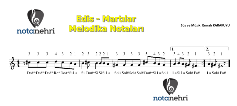 Edis – Martılar Melodika Notaları