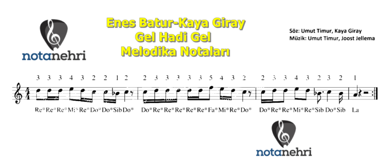 Enes Batur-Kaya Giray Gel Hadi Gel Melodika Notaları