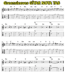 Greensleeves Gitar Notaları Tab Akor