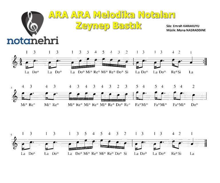 Zeynep Bastık – ARA ARA Melodika Notaları