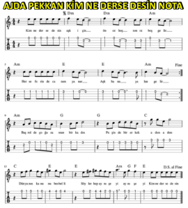 Ajda Pekkan – Kim Ne Derse Desin Gitar Nota Tab Akor
