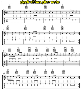 Çiçek Abbas Filmi Gitar Nota Tab