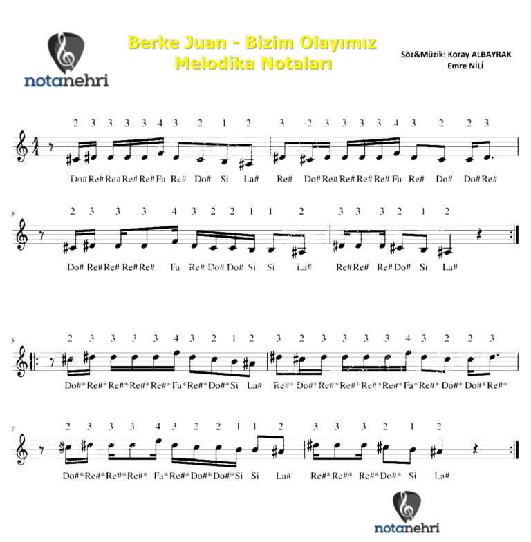 Berke Juan – Bizim Olayımız Melodika Notaları