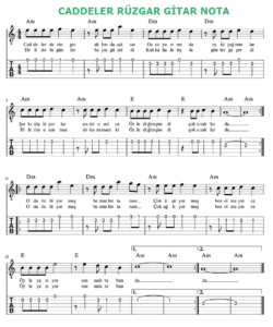 Nilüfer – Caddelerde Rüzgar Gitar Nota Tab