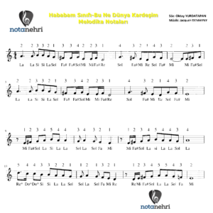 Hababam Sınıfı-Bu Ne Dünya Kardeşim Melodika Notaları