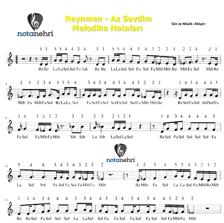 Reynmen – Az Sevdim Melodika Notaları
