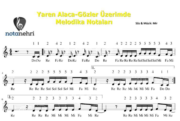 Yaren Alaca-Gözler Üzerimde Melodika Notaları