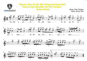 Pişman Olur Da Bir Gün Dönersen Bana Geri Keman Org Melodika Ud Flüt Notaları