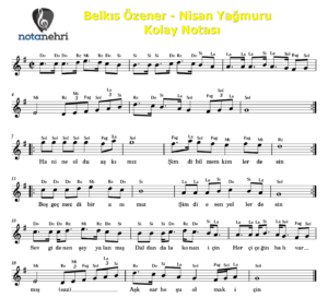 Belkıs Özener – Nisan Yağmuru Keman, Melodika, Flüt, Org, Ud Notaları