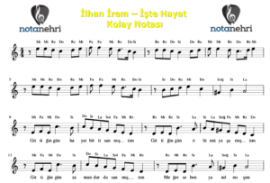 İlhan İrem – İşte Hayat Keman, Melodika, Flüt, Org Notaları