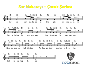 Sar Makarayı – Çocuk Şarkısı Keman, Melodika, Flüt, Org Notaları