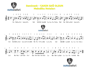 Semicenk – CANIN SAĞ OLSUN Melodika Notaları