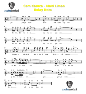 Cem Karaca – Mavi Liman Keman, Melodika, Org, Flüt Notaları