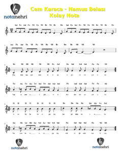 Cem Karaca – Namus Belası Melodika, Keman, Flüt Notaları