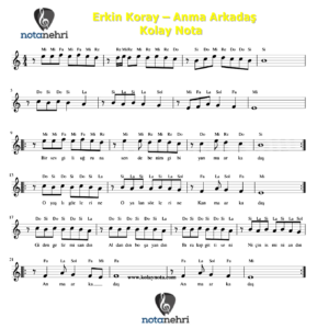 Erkin Koray – Anma Arkadaş Keman, Melodika, Flüt, Org Notaları