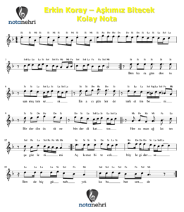 Erkin Koray – Aşkımız Bitecek Keman, Melodika, Flüt, Org NotalarI