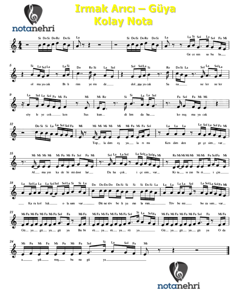 Irmak Arıcı – Güya Keman, Melodika, Org, Flüt Notaları