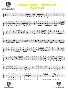 Müslüm Gürses – İtirazım Var Keman, Flüt, Org, Melodika Notaları
