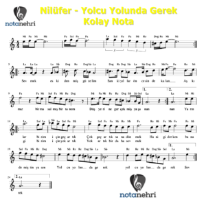 Nilüfer – Yolcu Yolunda Gerek Melodika, Keman, Flüt, Org Notaları