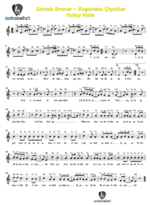 Sertab Erener – Koparılan Çiçekler Keman, Piyano, Flüt, Melodika, Org Notaları