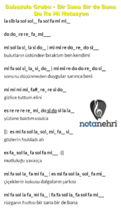 Babazula Grubu – Bir Sana Bir de Bana Melodika, Flüt, Keman, Org Notaları