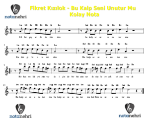 Fikret Kızılok – Bu Kalp Seni Unutur Mu Melodika, Org, Keman, Flüt Notaları