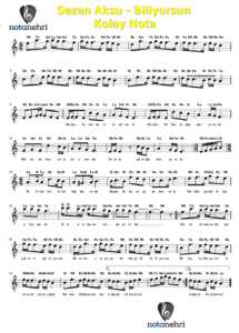 Sezen Aksu – Biliyorsun Kolay Nota Ve Gitar Nota