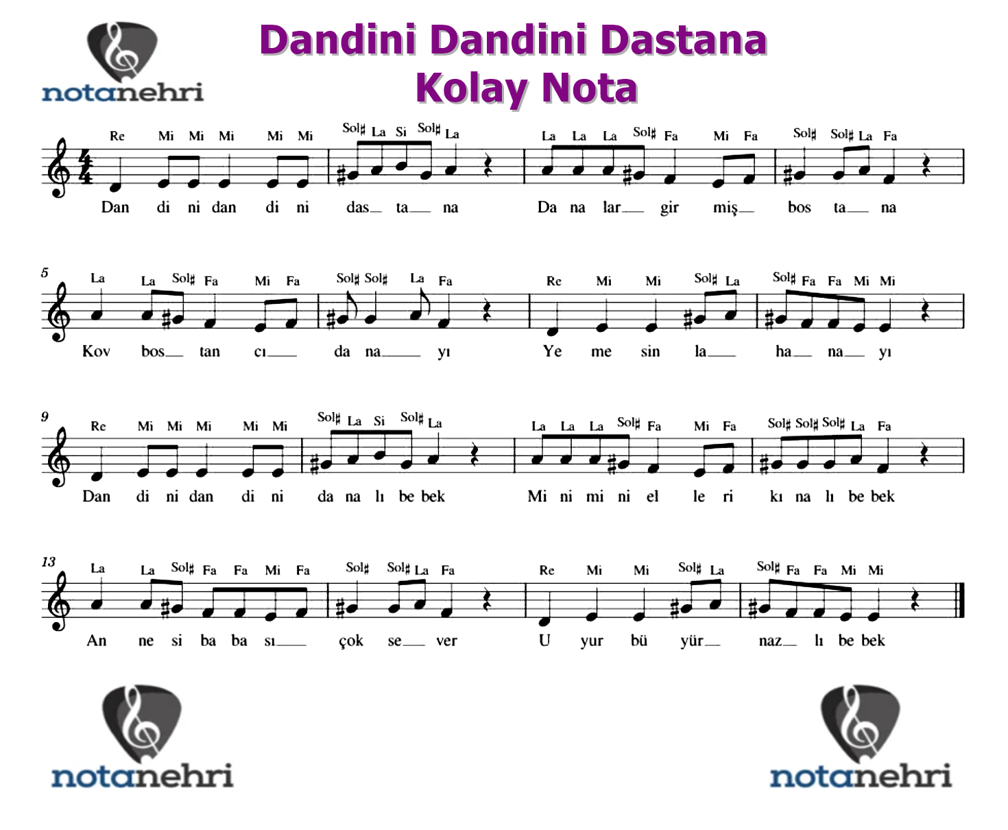 Dandini-Dandini-Dastana-kolay-nota- | Bağlama Notaları, Do Re Mi ...