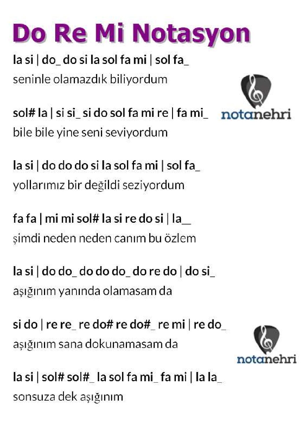 Fedon-–-Asiginim-do-re-mi-notasyon | Bağlama Notaları, Do Re Mi Notalar ...