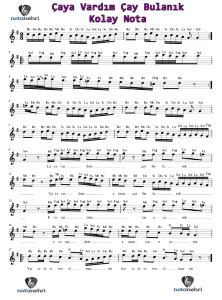 Çaya Vardım Çay Bulanık Bağlama, Keman, Flüt, Melodika, Org Notaları