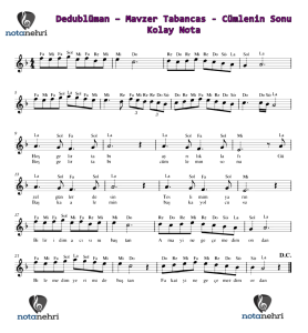Dedublüman – Mavzer Tabancas – Cümlenin Sonu Keman, Piyano, Melodika, Flüt, Org Notaları